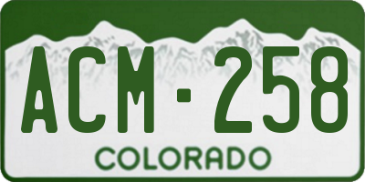 CO license plate ACM258