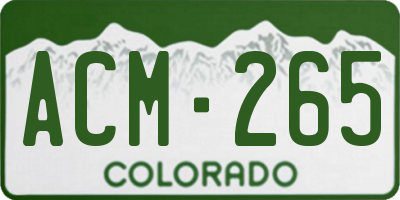 CO license plate ACM265