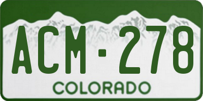 CO license plate ACM278