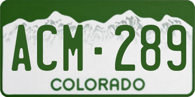 CO license plate ACM289