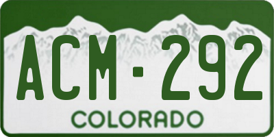 CO license plate ACM292