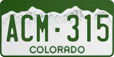 CO license plate ACM315
