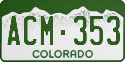 CO license plate ACM353