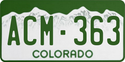 CO license plate ACM363