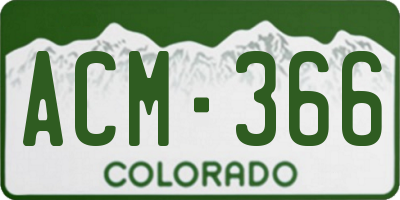 CO license plate ACM366