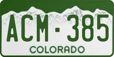 CO license plate ACM385