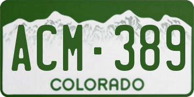 CO license plate ACM389