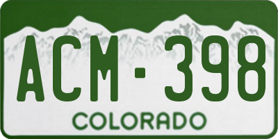 CO license plate ACM398