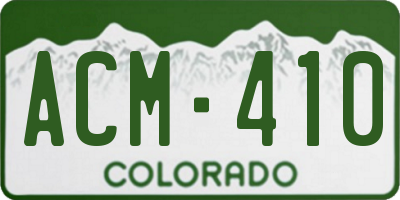 CO license plate ACM410
