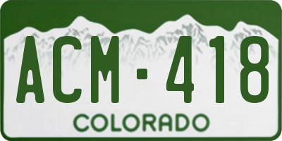 CO license plate ACM418