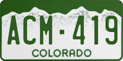 CO license plate ACM419