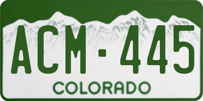 CO license plate ACM445