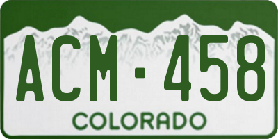 CO license plate ACM458