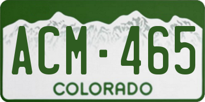 CO license plate ACM465