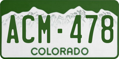 CO license plate ACM478
