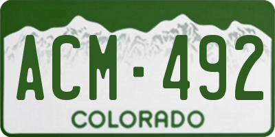 CO license plate ACM492