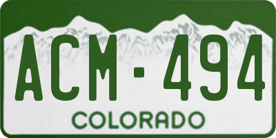 CO license plate ACM494