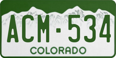 CO license plate ACM534