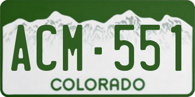 CO license plate ACM551