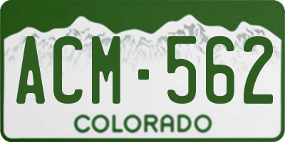 CO license plate ACM562
