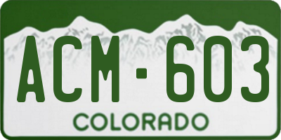 CO license plate ACM603