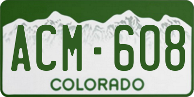 CO license plate ACM608