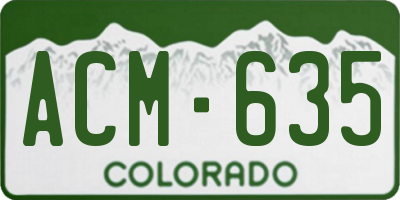 CO license plate ACM635