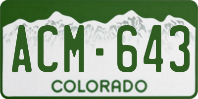 CO license plate ACM643