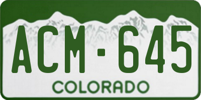 CO license plate ACM645