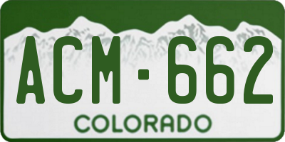CO license plate ACM662