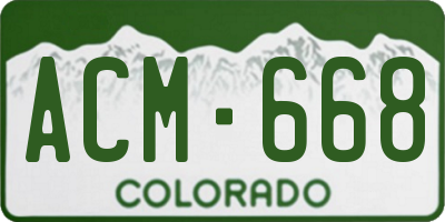 CO license plate ACM668