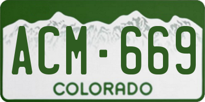 CO license plate ACM669