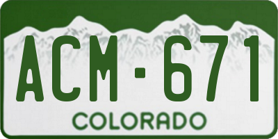 CO license plate ACM671