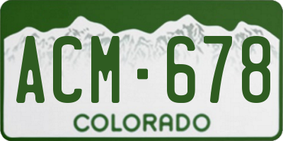 CO license plate ACM678
