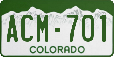 CO license plate ACM701