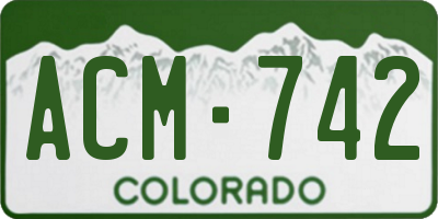 CO license plate ACM742