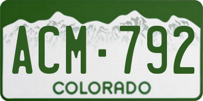CO license plate ACM792