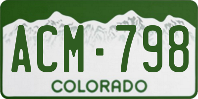 CO license plate ACM798