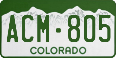 CO license plate ACM805