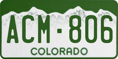 CO license plate ACM806