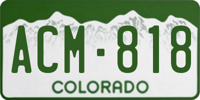 CO license plate ACM818