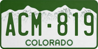 CO license plate ACM819