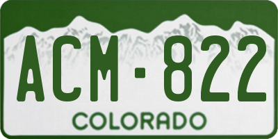 CO license plate ACM822