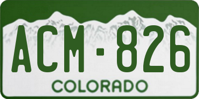 CO license plate ACM826