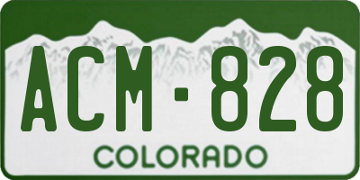 CO license plate ACM828