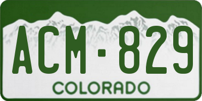 CO license plate ACM829