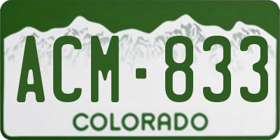 CO license plate ACM833