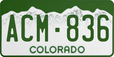 CO license plate ACM836