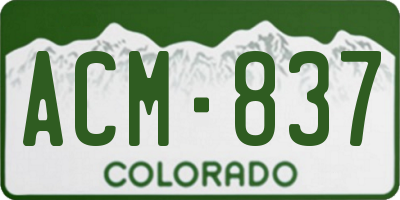 CO license plate ACM837