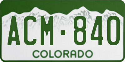 CO license plate ACM840